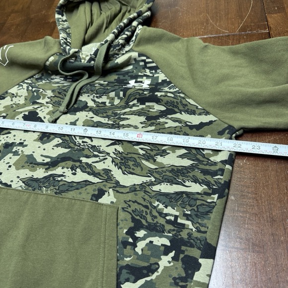 Under Armour Green Camo Outdoor Hunting Sm Pullover Rival Fleece Hoodie Sweater - Picture 6 of 7